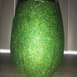 Handmade emerald green wine glass